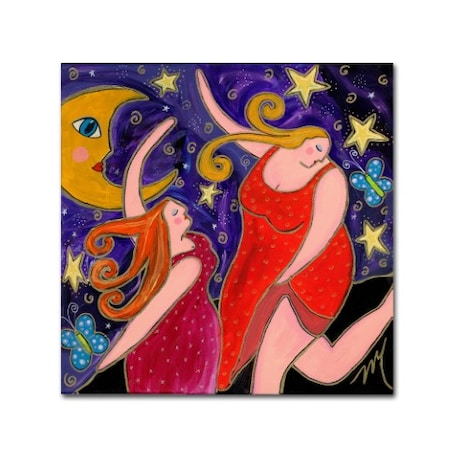 Trademark Fine Art Wyanne 'Big Diva Moon Goddesses Dancing' Canvas Art, 14x14 ALI8127-C1414GG